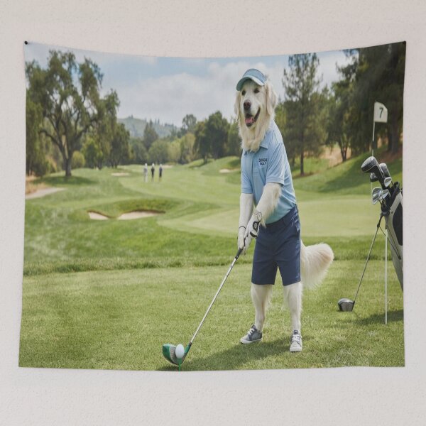 Item preview, Funny Golden Retriever Ready to Putt on Golf Course designed and sold by AfresStudio.