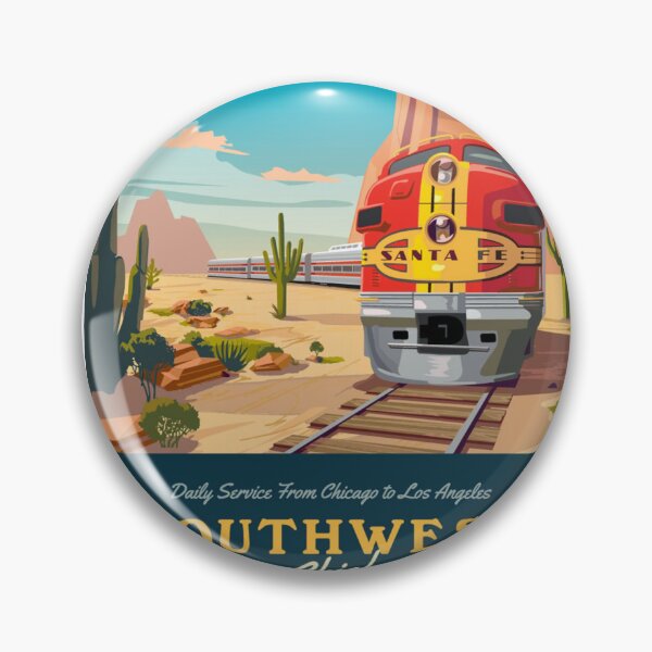 Item preview, Southwest Chief Railroad Santa Fe Steam Engine Train Design Art Print Poster Wall Tee Vest  designed and sold by Cool Robot Bro..