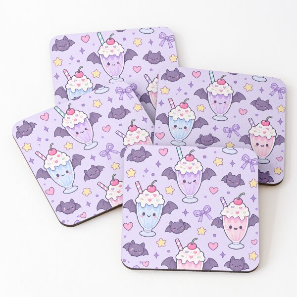 Item preview, Kawaii Bat Milkshake Pattern designed and sold by Soft Berry Studio.
