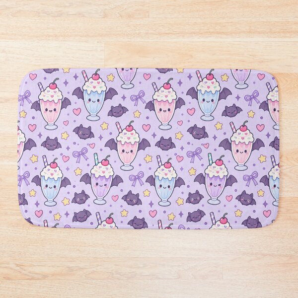 Artikelvorschau, Kawaii Fledermaus-Milchshake-Muster entworfen und verkauft von Soft Berry Studio.