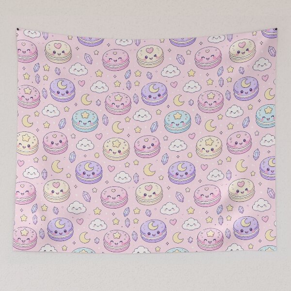 Item preview, Kawaii Moon Macaron Pattern designed and sold by Soft Berry Studio.