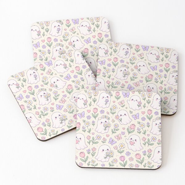 Item preview, Kawaii Ghost Flower Pattern designed and sold by Soft Berry Studio.