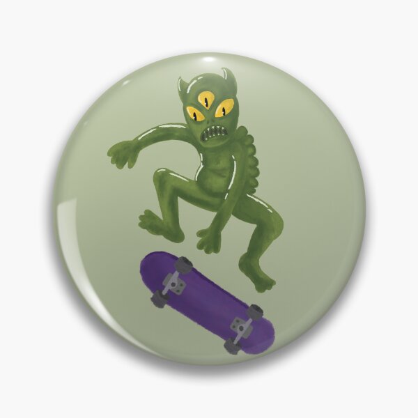 Item preview, Three Eyed Green Alien Skateboarding Ollie Graphic designed and sold by BitDoodle.