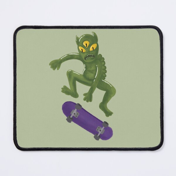 Item preview, Three Eyed Green Alien Skateboarding Ollie Graphic designed and sold by BitDoodle.