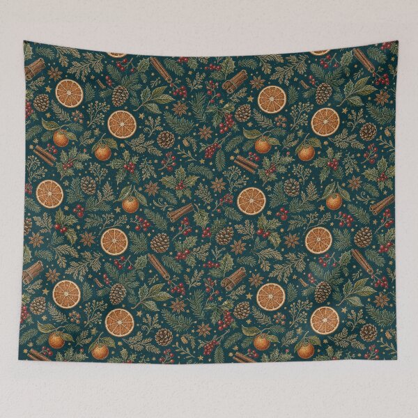 Item preview, Christmas Citrus Evergreen Botanical Pattern designed and sold by frumixart.