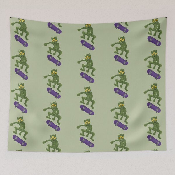 Item preview, Three Eyed Green Alien Skateboarding Ollie Graphic designed and sold by BitDoodle.