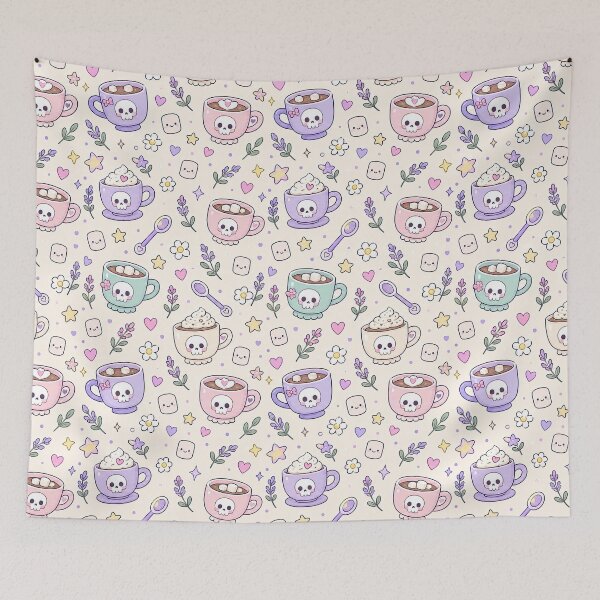 Item preview, Kawaii Skull Cup Pattern designed and sold by Soft Berry Studio.