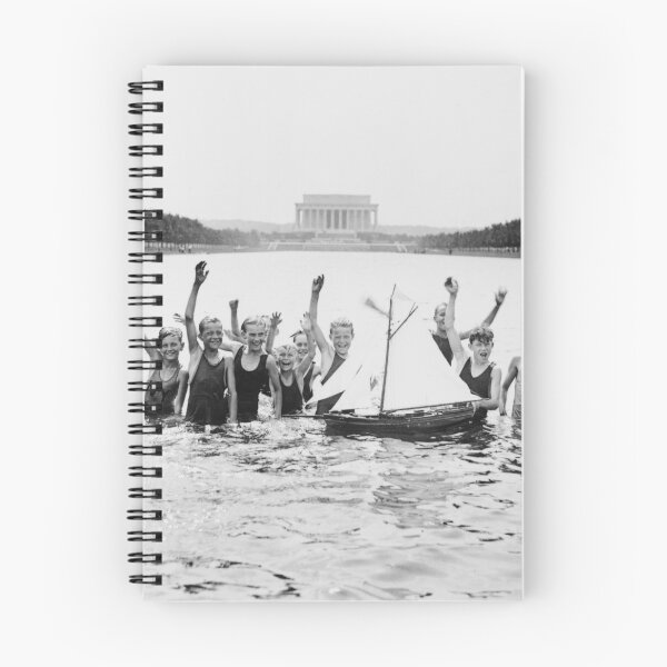 Item preview, The boys of summer, 1926 reflecting pool, Lincoln Memorial funny vintage black and white photograph designed and sold by Astrid Arkhangelsky.