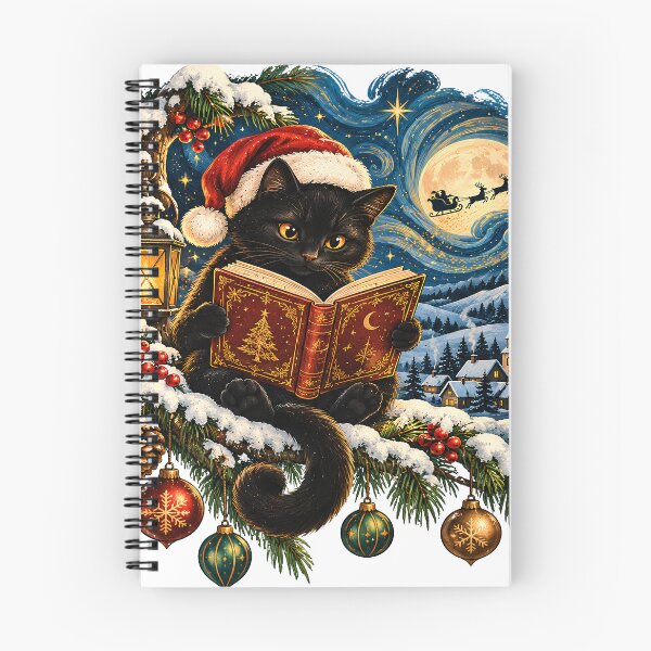 Item preview, Black Cat Christmas Reading Book Starry Winter Night designed and sold by OUICHA.