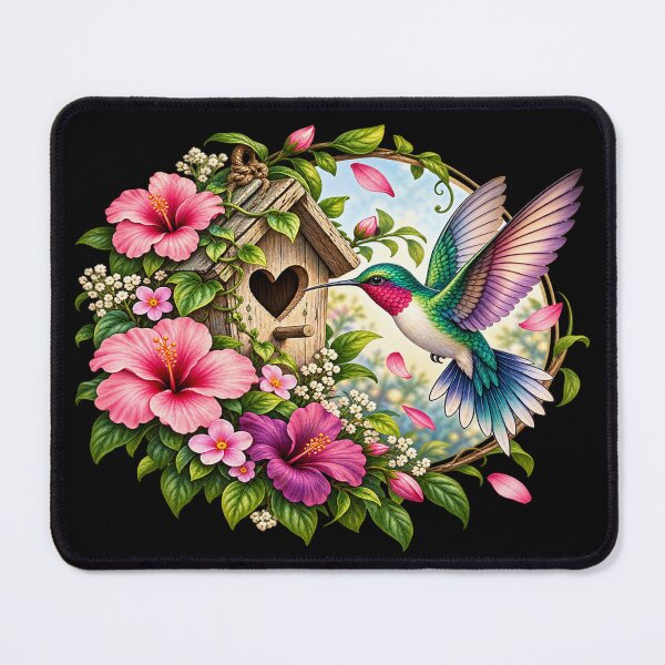 Item preview, Hummingbird and Tropical Flowers – Colorful Nature Artwork designed and sold by TroviTutto.