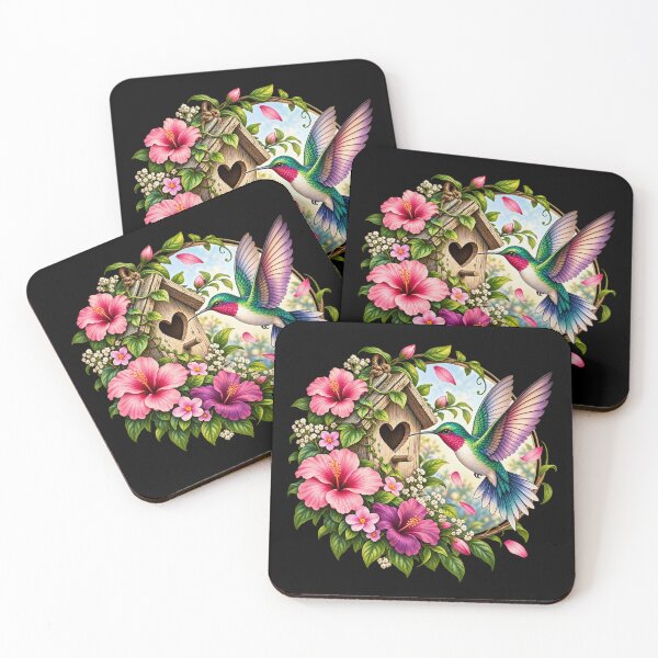 Item preview, Hummingbird and Tropical Flowers – Colorful Nature Artwork designed and sold by TroviTutto.
