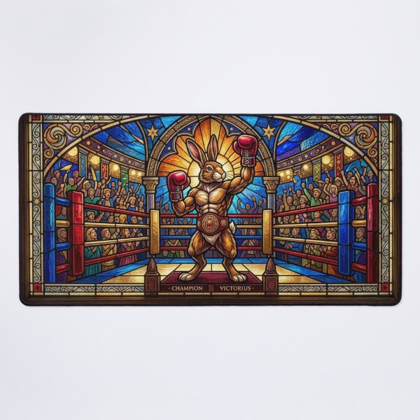 Item preview, Stained Glass Boxing Rabbit Decorative Colorful Combat Art designed and sold by Martial-Art-23.