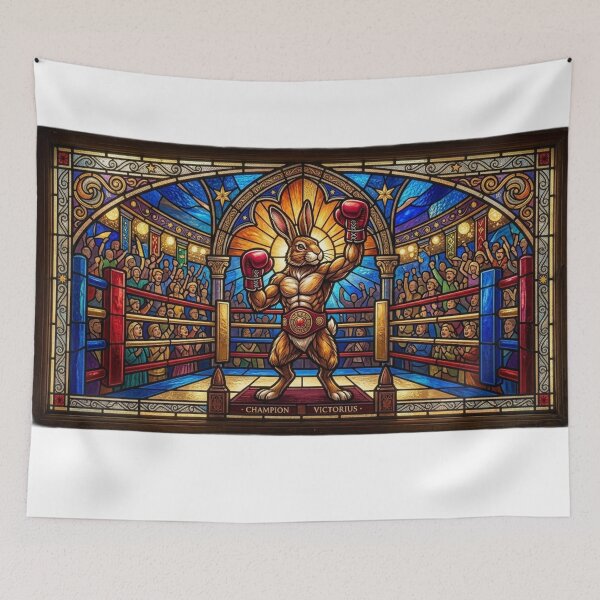 Item preview, Stained Glass Boxing Rabbit Decorative Colorful Combat Art designed and sold by Martial-Art-23.