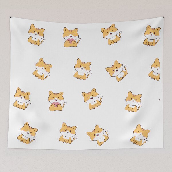 Item preview, Cute Orange Cat Emoji Stickers Set with Different Emotions designed and sold by foudart.