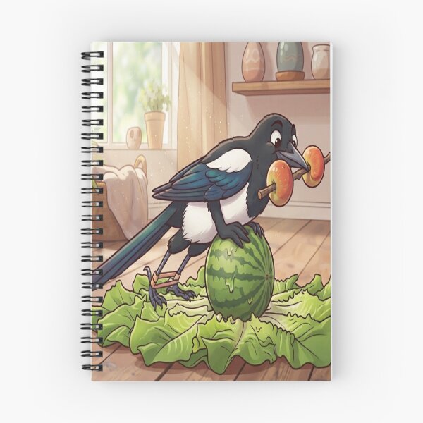 Item preview, Funny Magpie Balancing on a Watermelon with Apples designed and sold by AfresStudio.