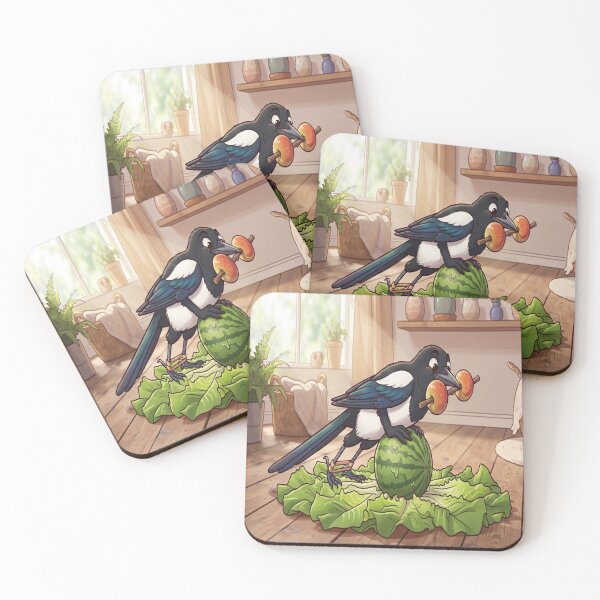 Item preview, Funny Magpie Balancing on a Watermelon with Apples designed and sold by AfresStudio.