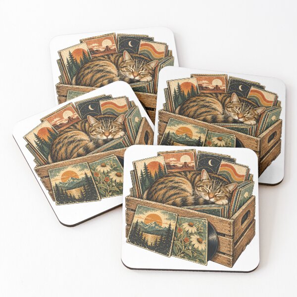 Item preview, Record Store Cat Vinyl Music Collector Retro Cat designed and sold by OUICHA.