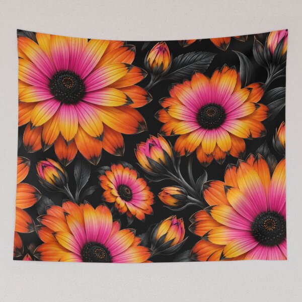 Item preview, Pink Orange Yellow Floral Pattern designed and sold by LiMarchee.