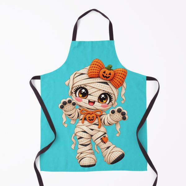 Item preview, Cute Crochet Mummy Halloween Kawaii Pumpkin Bow Spooky Yarn Character designed and sold by ArtSpark Studio.