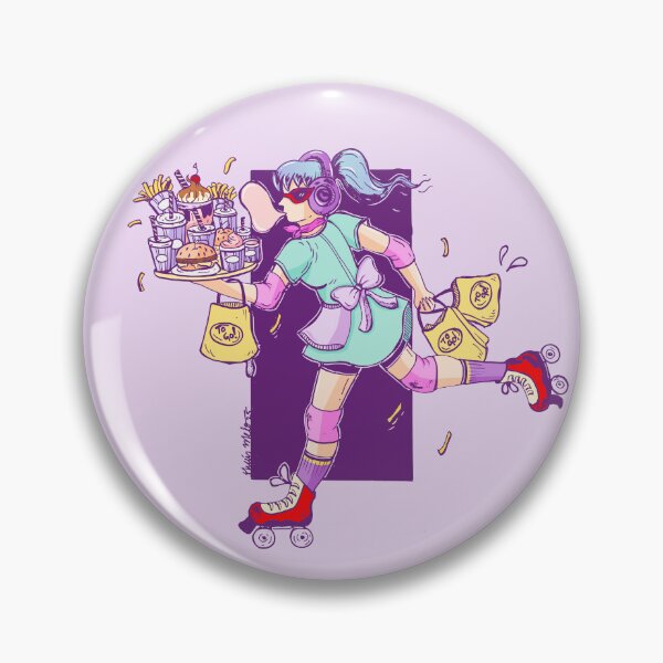 Item preview, Retro Roller Skating Waitress - Vintage Fast Food Art designed and sold by ThaisMelo.