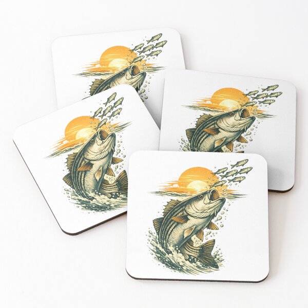 Item preview, Striped bass chasing small fish at dawn. designed and sold by Daily Quirk.