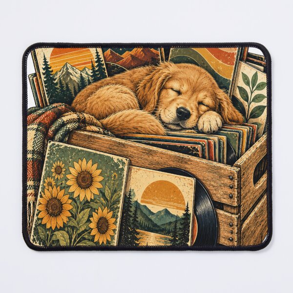 Item preview, Record Store Dog Vinyl Music Collector Retro Dog designed and sold by OUICHA.