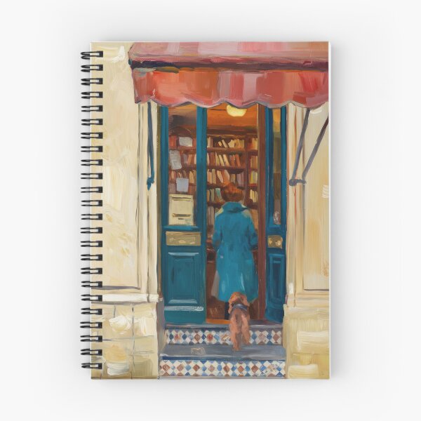Item preview, Entering the Parisian Bookshop, Woman and Dog- Impressionist Painting designed and sold by CARRAANN.