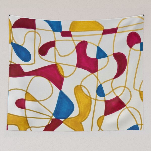 Item preview, Golden Pathways, Magenta and Blue Abstract Pattern designed and sold by ArithraStudio.