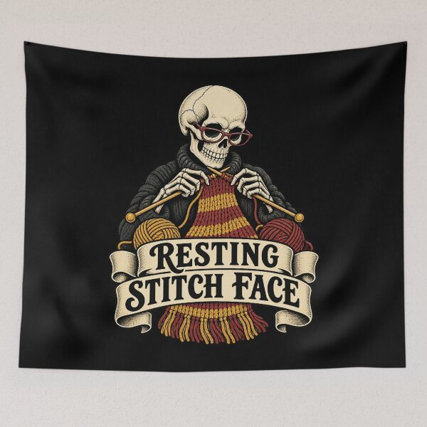Item preview, Resting Stitch Face Funny Knitting Skeleton designed and sold by Text2tee.