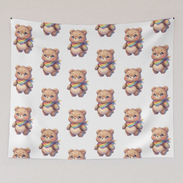 Item preview, Cute Rainbow Bear Cub Print - Kawaii Pride Teddy Bear with Leather Harness Design designed and sold by ZhivanCrimson.