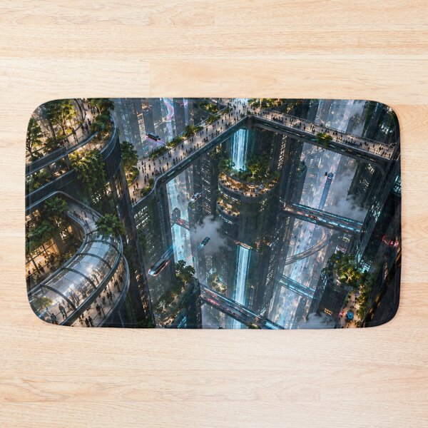 Item preview, Futuristic Green City – Vertical Megastructures, Waterfalls & Skybridges Art designed and sold by IRON SIREN.