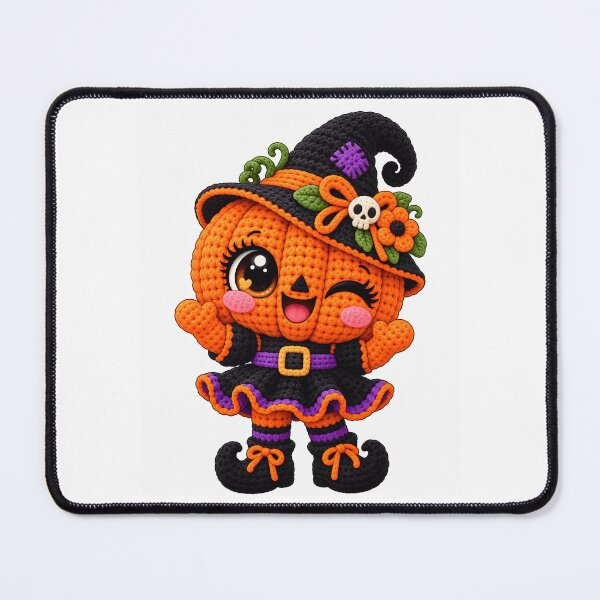 Item preview, Cute Crochet Pumpkin Witch Halloween Kawaii Spooky Fall Character designed and sold by ArtSpark Studio.