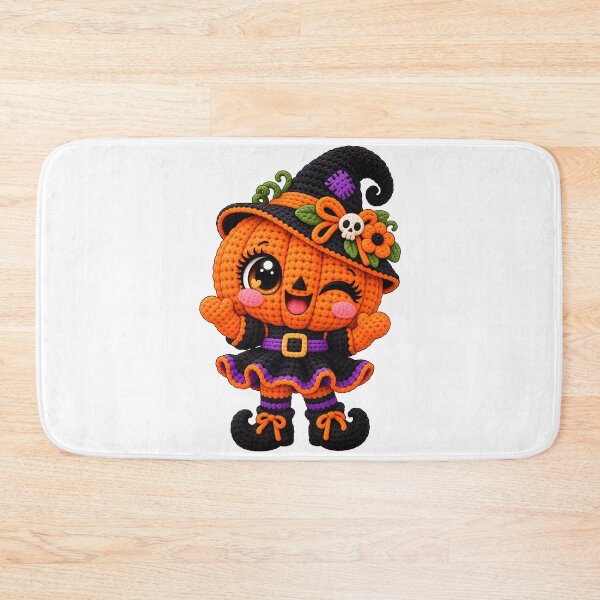 Item preview, Cute Crochet Pumpkin Witch Halloween Kawaii Spooky Fall Character designed and sold by ArtSpark Studio.