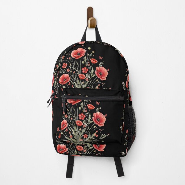 Item preview, Red Poppy Flower Bouquet with Butterflies – Botanical Floral Design designed and sold by Bluepanda21.