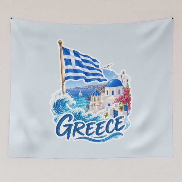 Item preview, Greece Travel – Blue & White Mediterranean designed and sold by Sasas Design.
