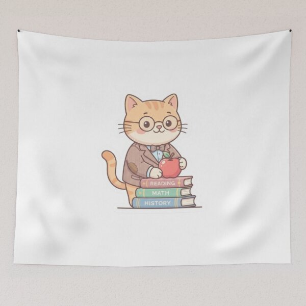 Item preview, Cute Book Stack Teacher Cat designed and sold by PrintforDesign.
