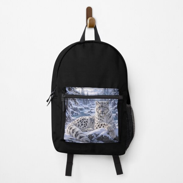 Item preview, Snow Leopard by Frozen Lake – Snowy Forest Winter Wildlife Art designed and sold by ManJiangHong.