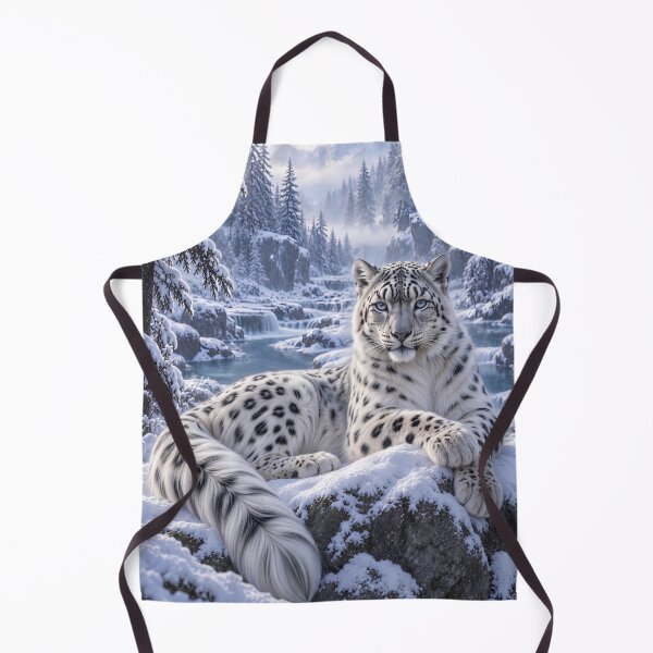 Item preview, Snow Leopard by Frozen Lake – Snowy Forest Winter Wildlife Art designed and sold by ManJiangHong.