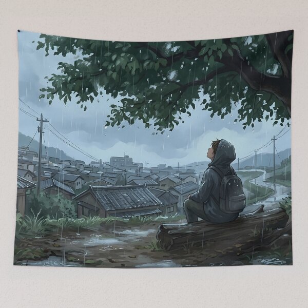 Item preview, Rainy Village Anime designed and sold by RkskArt.