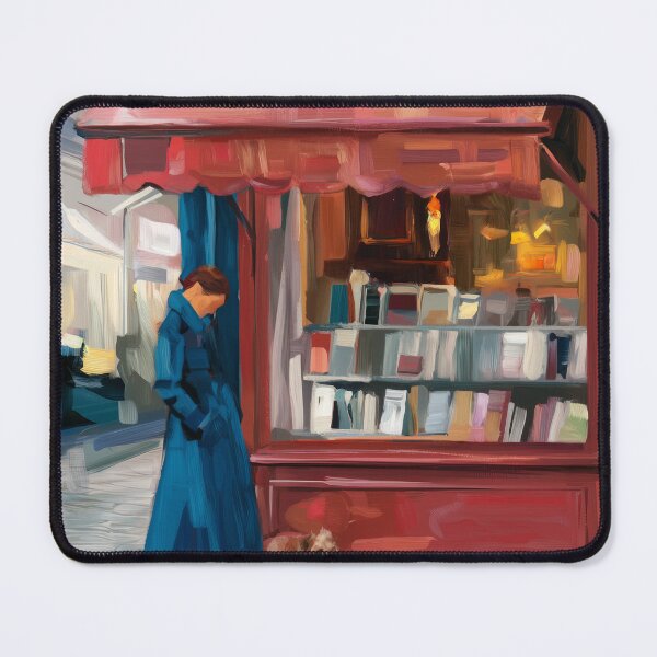 Item preview, Parisian Book Stall, Woman and Dog - Impressionist Painting designed and sold by CARRAANN.