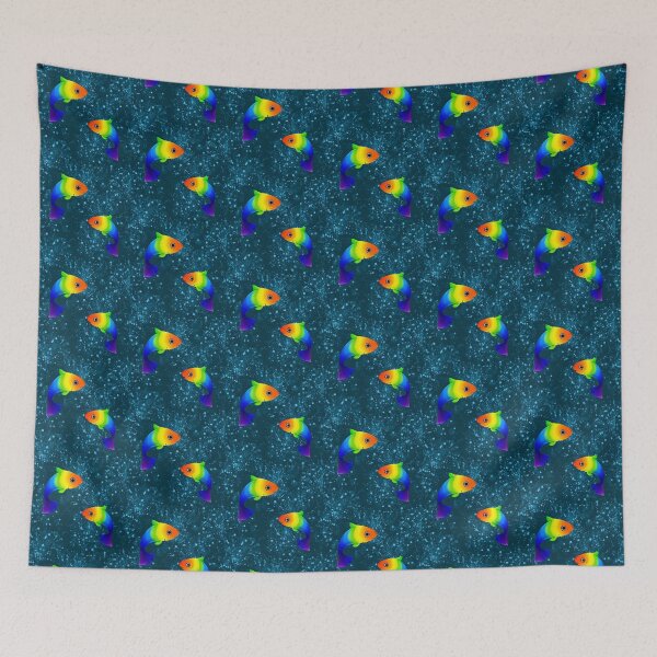 Item preview, Rainbow Trout on Teal designed and sold by GreenNBlue.
