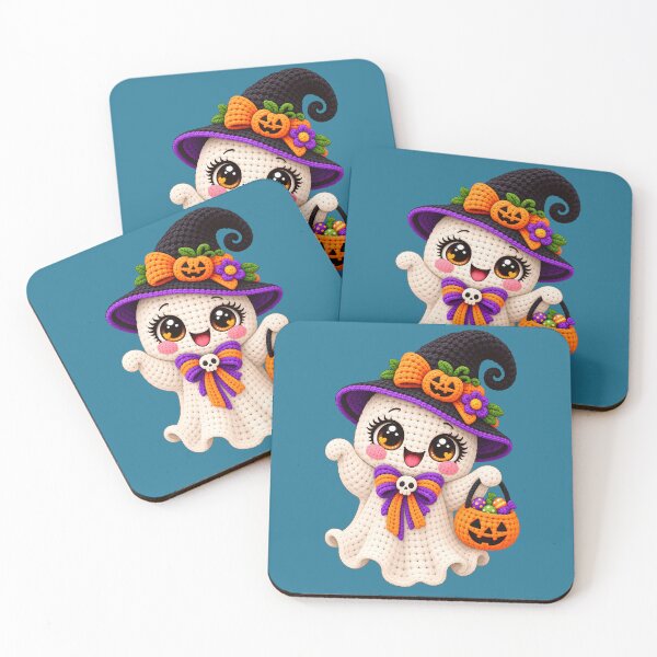 Item preview, Cute Crochet Ghost Witch Halloween Kawaii Pumpkin Trick or Treat designed and sold by ArtSpark Studio.