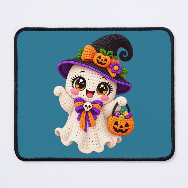 Item preview, Cute Crochet Ghost Witch Halloween Kawaii Pumpkin Trick or Treat designed and sold by ArtSpark Studio.