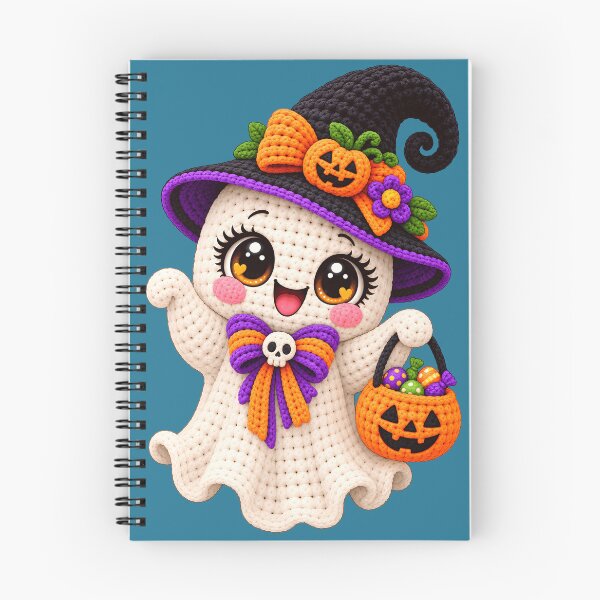 Item preview, Cute Crochet Ghost Witch Halloween Kawaii Pumpkin Trick or Treat designed and sold by ArtSpark Studio.