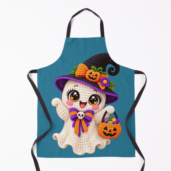 Item preview, Cute Crochet Ghost Witch Halloween Kawaii Pumpkin Trick or Treat designed and sold by ArtSpark Studio.