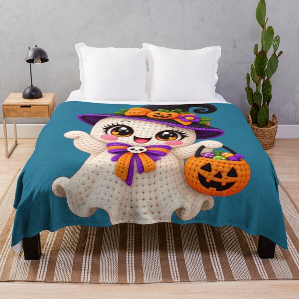 Item preview, Cute Crochet Ghost Witch Halloween Kawaii Pumpkin Trick or Treat designed and sold by ArtSpark Studio.
