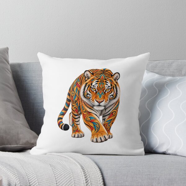 Item preview, Colorful Bohemian Walking Tiger – Ornamental Big Cat Art designed and sold by PeanutGalSean.