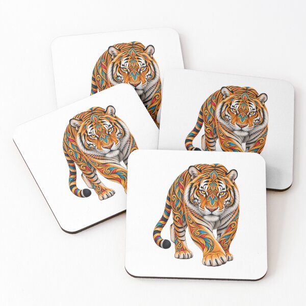 Item preview, Colorful Bohemian Walking Tiger – Ornamental Big Cat Art designed and sold by PeanutGalSean.