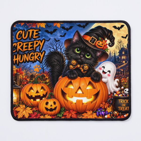Item preview, Cute Creepy Halloween Floof Black Cat designed and sold by lumar23.