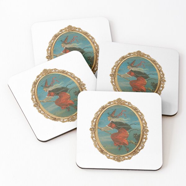 Item preview, Vintage Flying Witch & Black Cat | Antique Halloween Art designed and sold by Department of Curiosity.